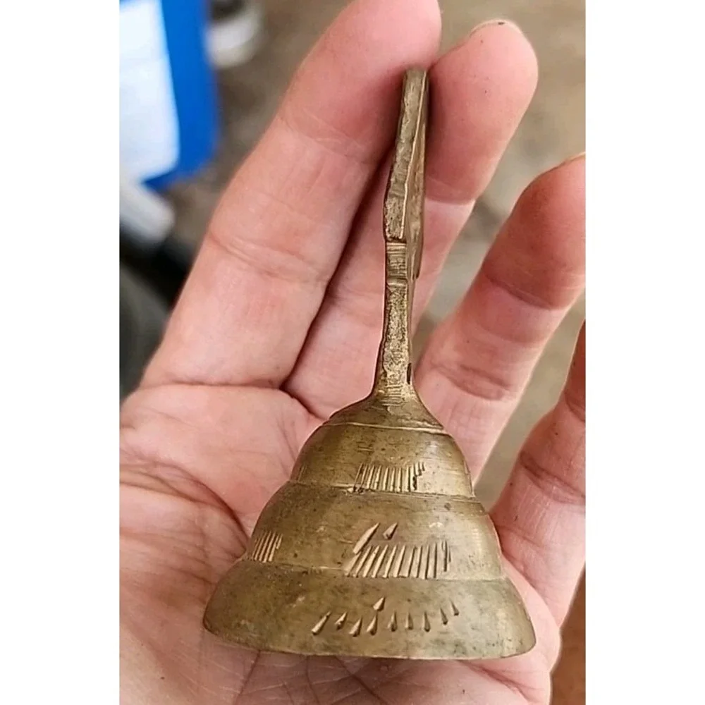 Brass‎ Bell Incised Accents Mantel Decor 2 3/4 Inches Tall